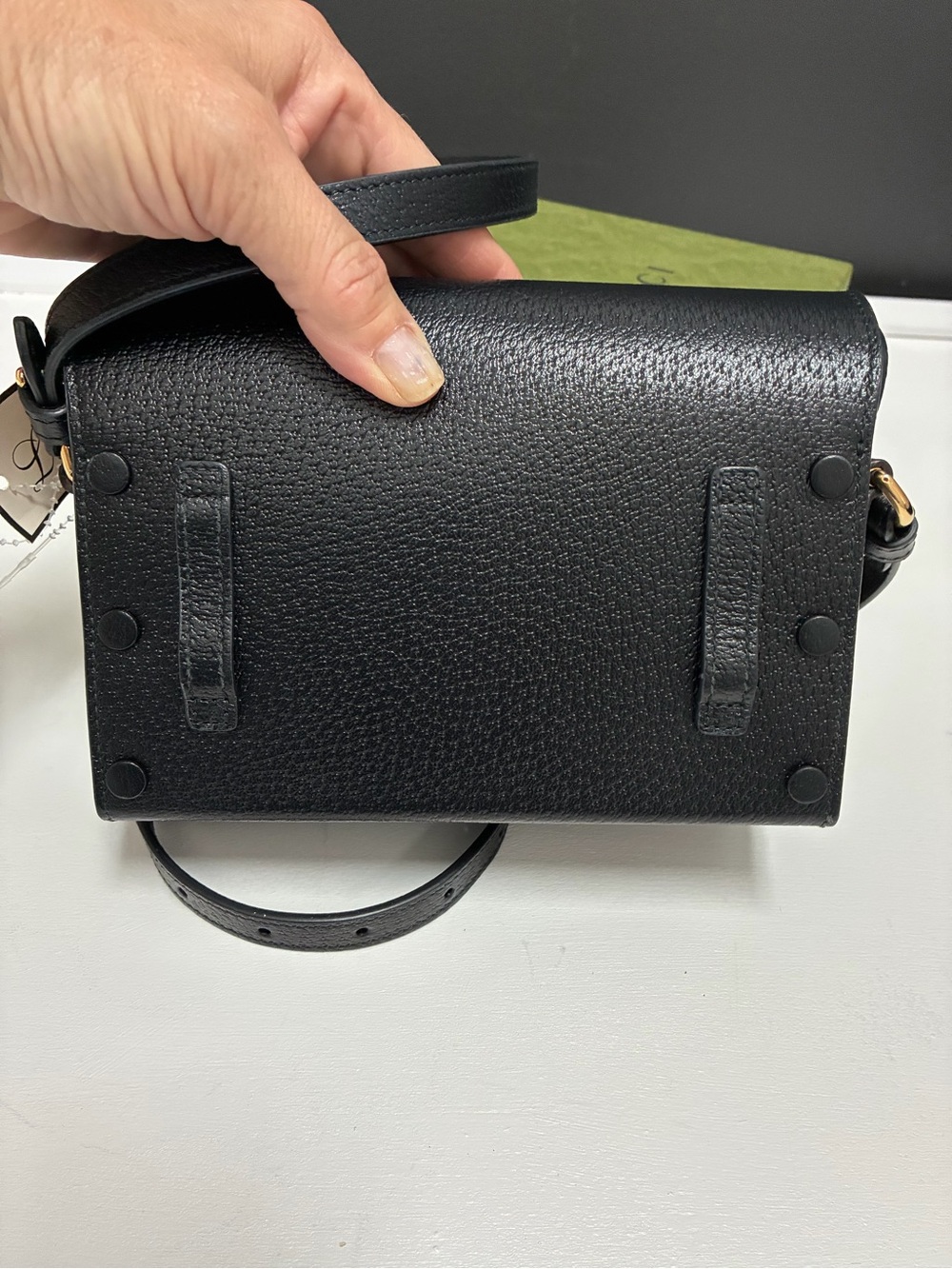 Gucci NWT 1955 Horsebit Black Pebbled Leather Crossbody Bag Authentic - Picture 5 of 12